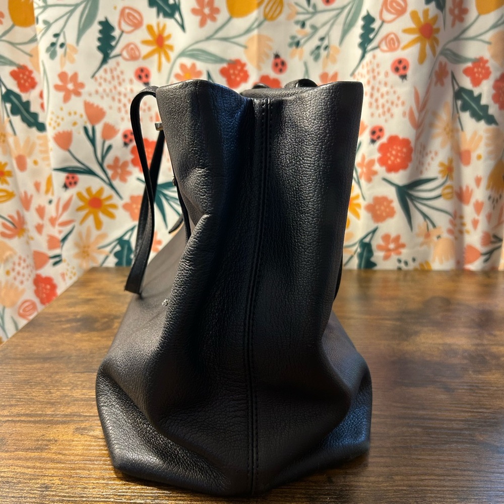 Kate Spade NY Purse Large Black Pebbled Leather Hand Bag Gold Logo Coin Purse - Picture 4 of 10